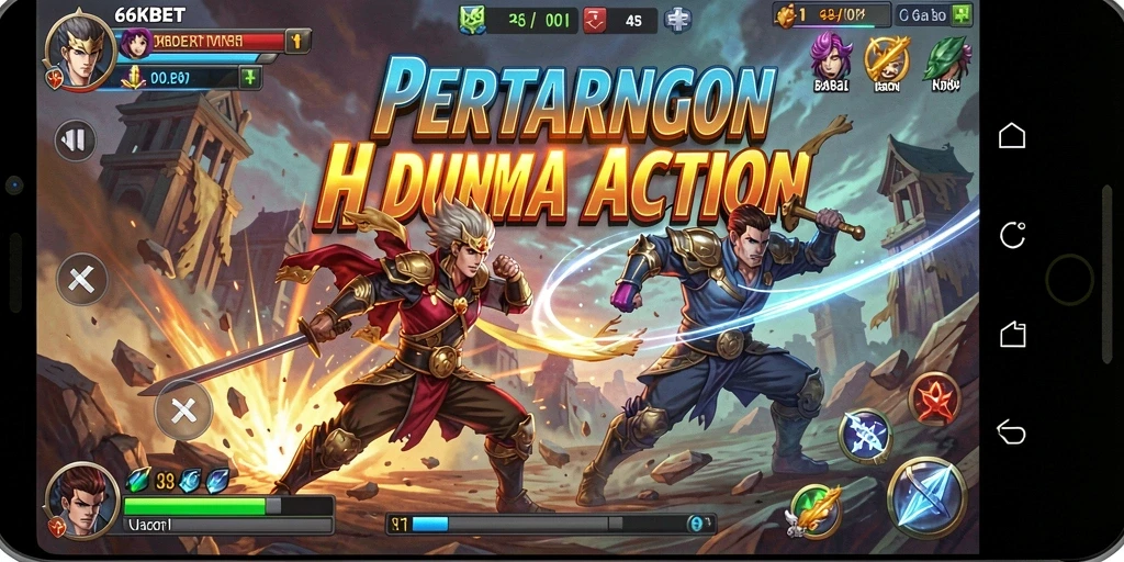 Tampilan gameplay <strong>66KBET</strong> dengan aksi pertarungan mendebarkan.