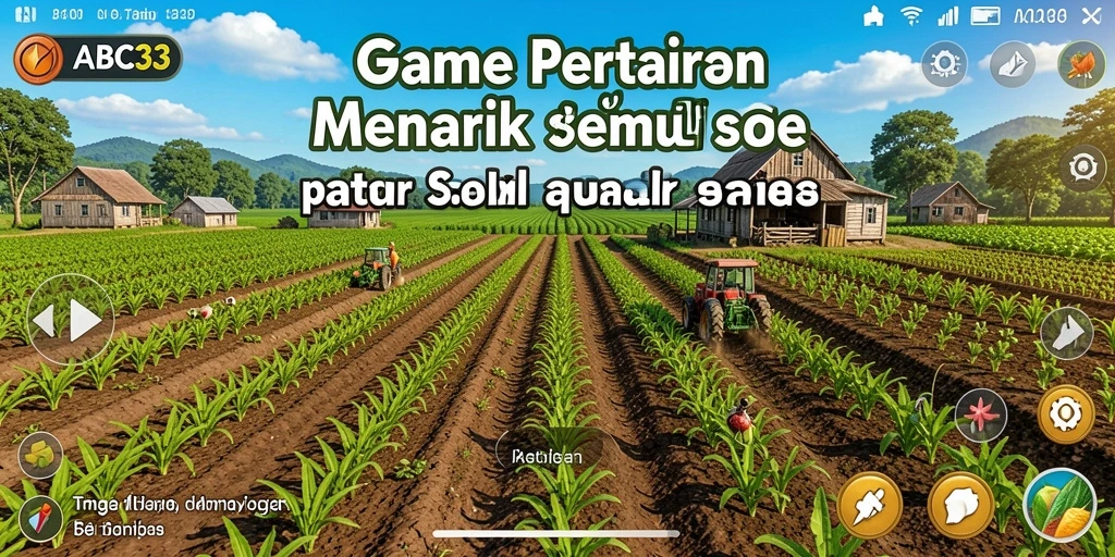 Tampilan gameplay menarik dalam ABC33, menampilkan ladang yang subur dan hewan ternak.