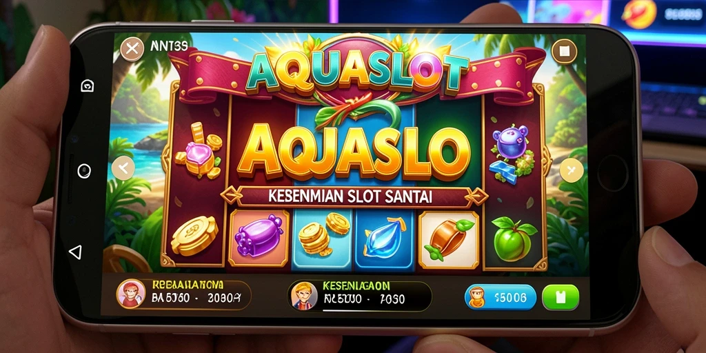 Tampilan gameplay AQUASLOT yang menarik dan penuh warna.