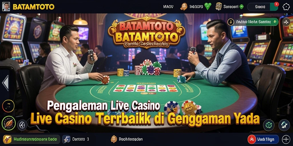 Screenshot gameplay Live Casino BATAMTOTO yang menampilkan dealer langsung.