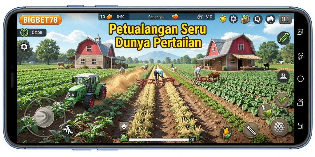 Tampilan menarik dari gameplay BIGBET78 dengan peternakan yang kaya akan warna.