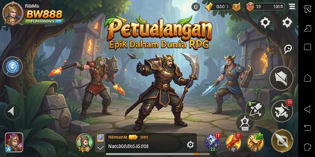 Screenshot gameplay BW888 menampilkan aksi pertarungan RPG yang mendebarkan.