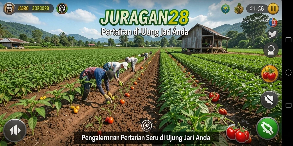 Gameplay menarik di JURAGAN28 dengan kebun yang hijau.