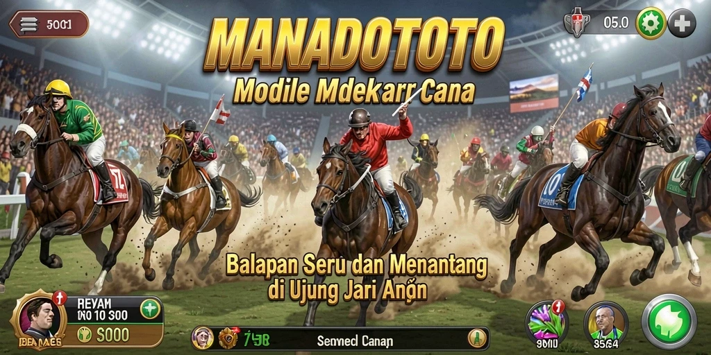 Tangkapan layar utama dari MANADOTOTO menampilkan aksi balapan yang mendebarkan dan grafis yang menawan.