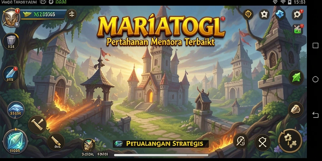 Screenshot gameplay MARIATOGL menampilkan aksi Tower Defense yang intens.