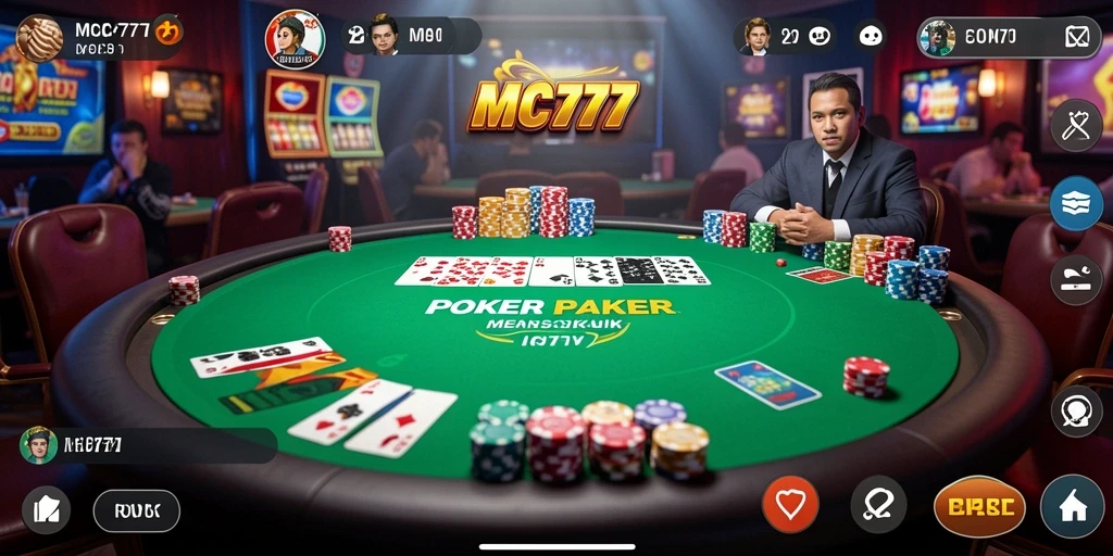 Tampilan gameplay Poker yang seru dan menegangkan di MC777.