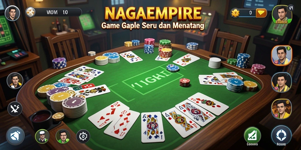 Screenshot gameplay NAGAEMPIRE menampilkan suasana seru bermain Gaple.