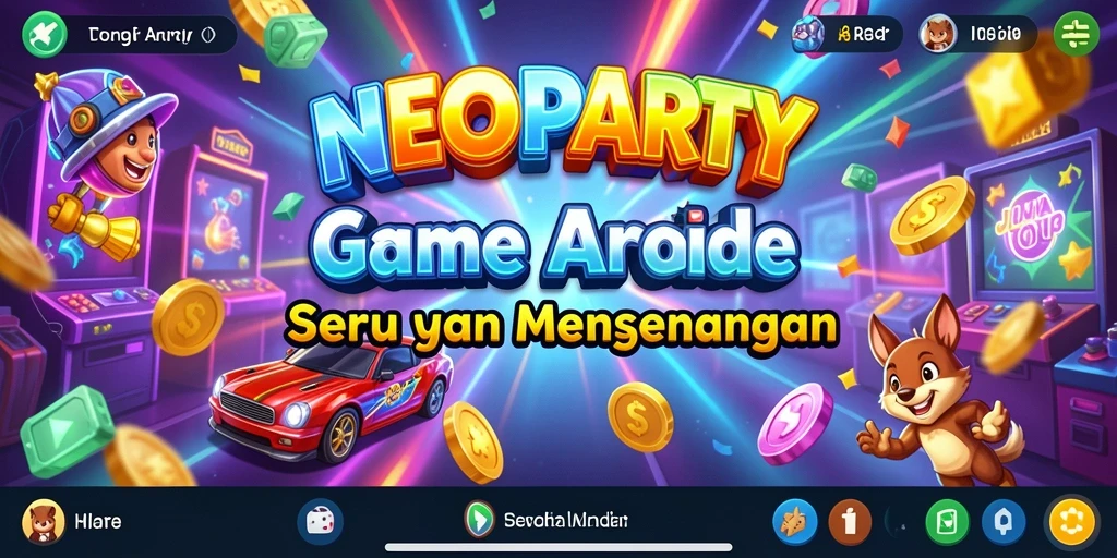 Screenshot utama NEOPARTY menampilkan aksi gameplay arcade yang mendebarkan.