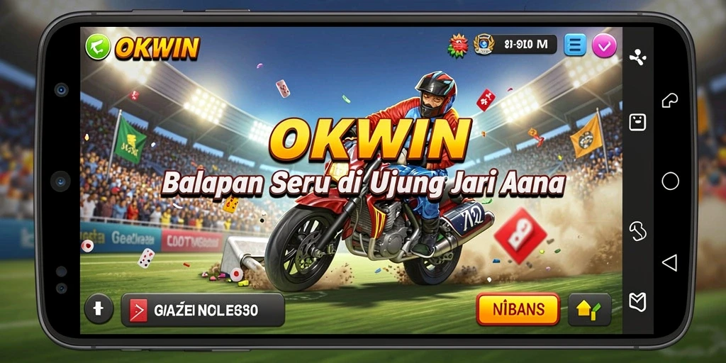 Tampilan gameplay balap seru di OKWIN dengan grafis memukau.