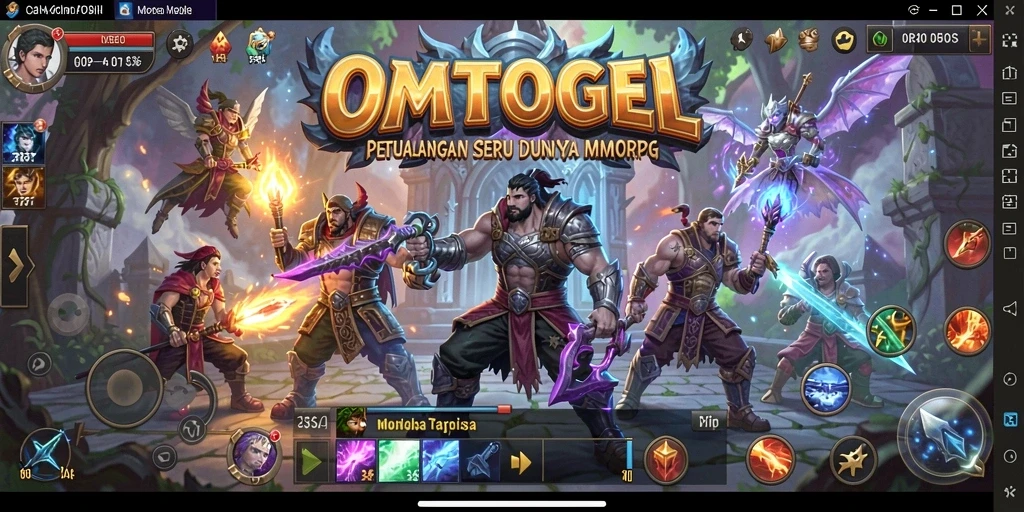 Tampilan screenshot utama OMTOGEL menampilkan aksi seru dalam dunia MMORPG.