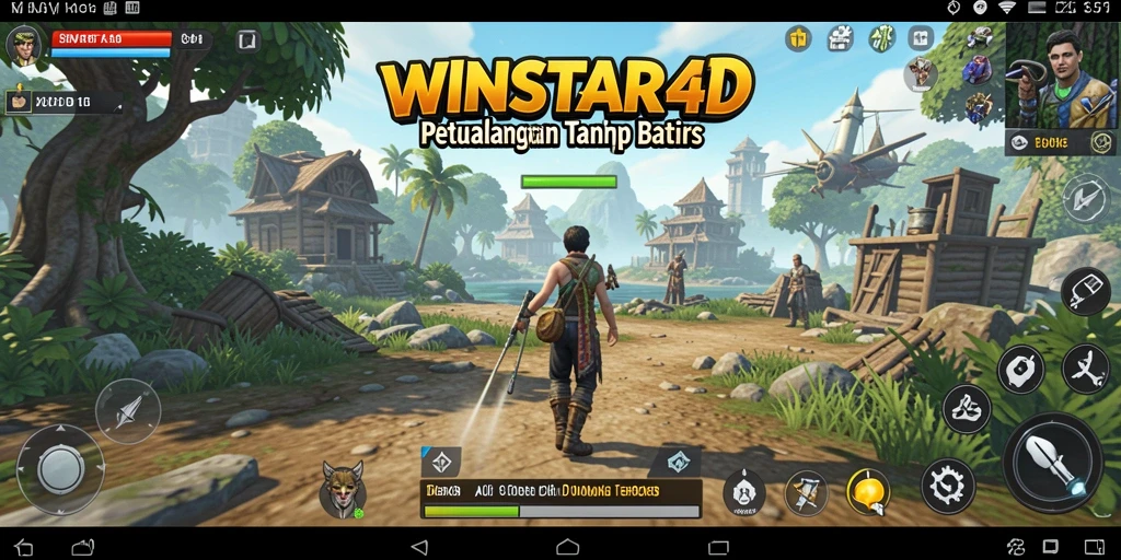 Tampilan gameplay <strong>WINSTAR4D</strong> yang menakjubkan di dunia terbuka.